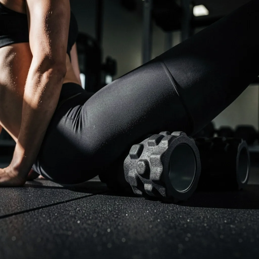 Foam rolling IT band on thigh