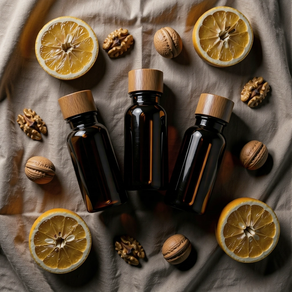 Natural wellness supplements and vitamins for men on display