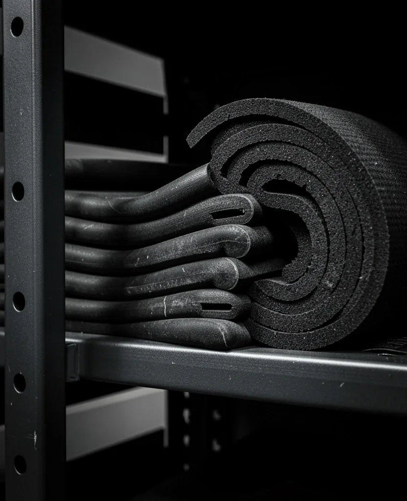 Stacked stretching equipment in a studio