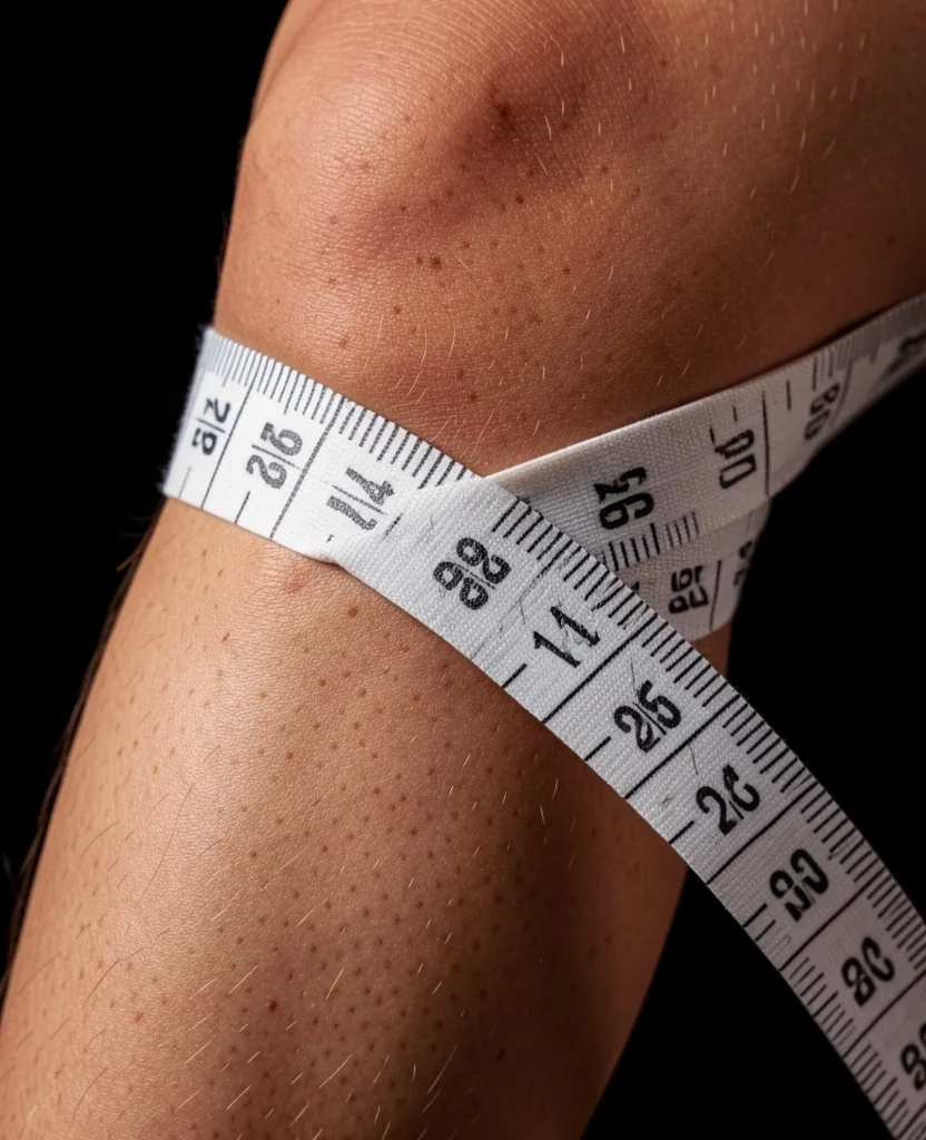 Measuring knee for correct sleeve fit